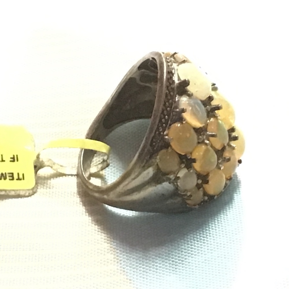 Sterling Silver & Opals Statement Ring Size 8 - image 4